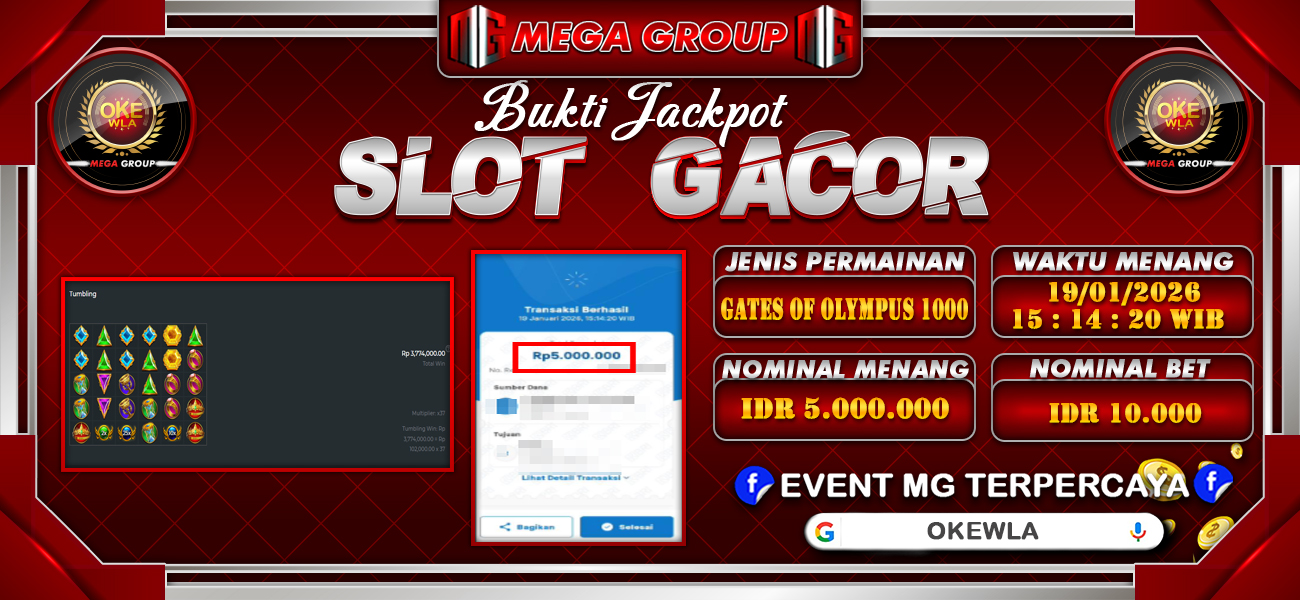 Bukti JP situs Okewla hari Senin, 19 Januari 2026